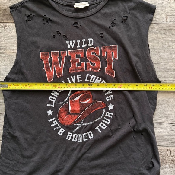 Wild West Cowboy Graphic Sleeveless Tank Top Distressed Rodeo Tour Tee - Picture 7 of 8